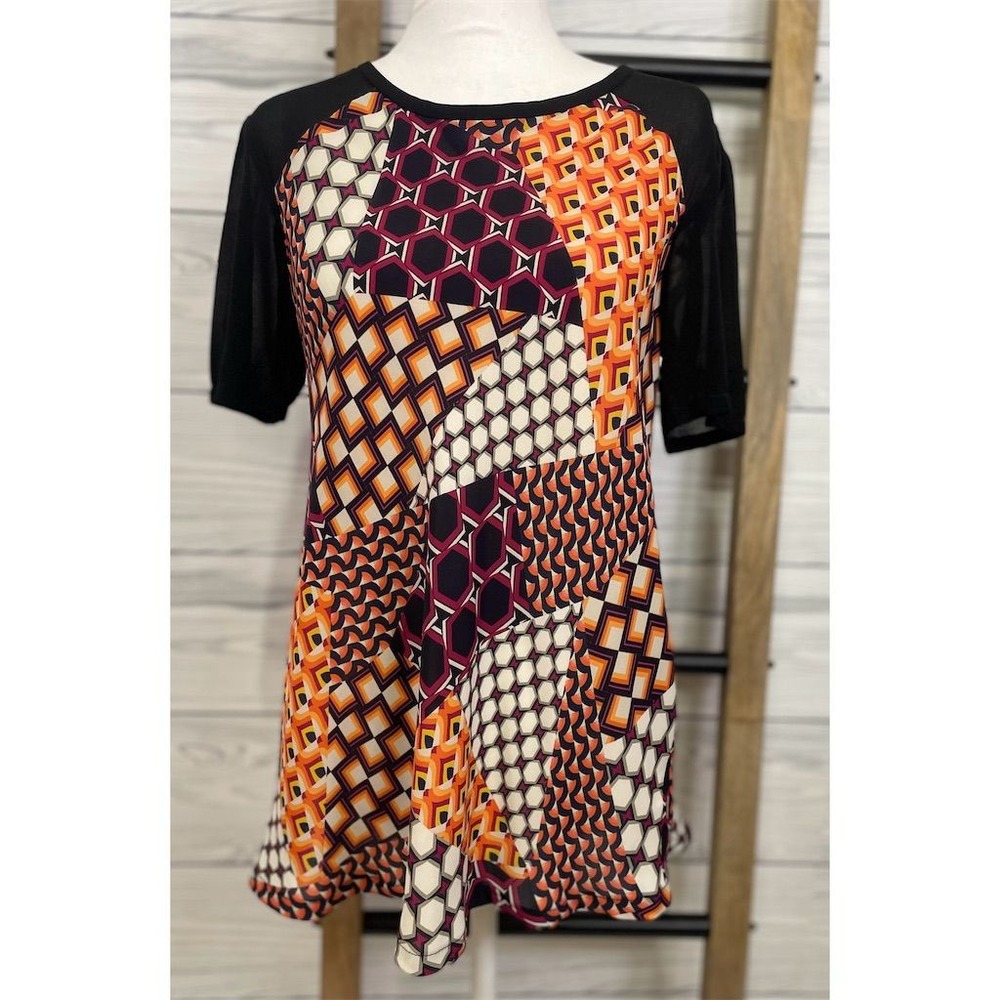 Trina Turk Women's Geometric Print Blouse Sheer Sleeves Size S - Picture 6 of 12